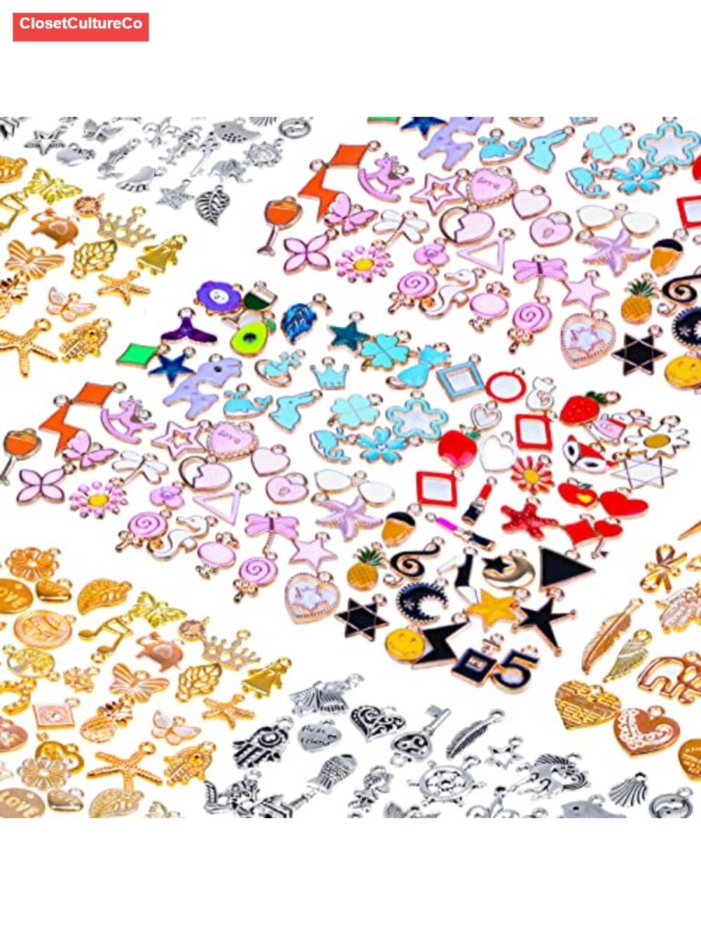 150PCS Bracelet Charms Silver Gold Plated Enamel Pendants Jewelry Making Kit